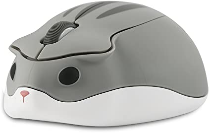 YOCUNKER Wireless Mouse 2.4Ghz Hamster Shape Cute Animal Design M Size Silent Click USB Optical Mouse Lightweight for Kids Compatible with PC/Laptop/Computer/MacBook(Gray)