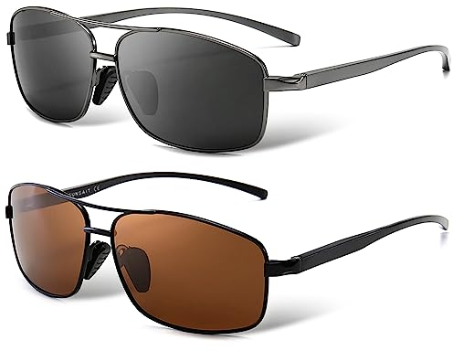 SUNGAIT Ultraleichte Rechteckig Sonnenbrille Herren Polarisierte UV400-Schutz CAT 3