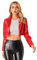 Nyeemya Damen Wetlook Blazer Open Front Anzugjacke Reverskragen Lack Leder Jacke Kurz Mantel Punk Gothic Outfits Rot XL