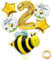 Weenkeey Große Biene Folienballon für 2. Geburtstag - Honigbienen Ballon, Gold Zahl 2 Luftballon für Baby Shower, Mädchen Jungen Party Deko