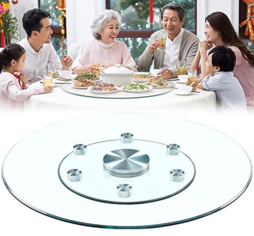 Lazy Susan, Plateau tournant Rond en Verre trempé Plateau Rotatif en Verre trempé Plateau de Service Rotatif pour Table à Manger Plateau de Service en Verre Plateau Rotatif,70cm（27.5in）