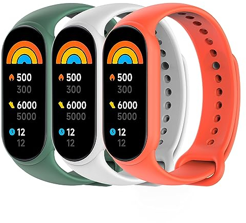 TiMOVO Cinturino Compatibile con xiaomi Band 8, [3 PZ] Cinturino Sportivo in Silicone per Uomini Donne, Cinturino di Ricambio per Smartwatch xiaomi Band 8, Arancione/Bianco/Verde Scuro