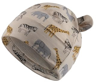 Sterntaler Beanie Safaritiere - Babymütze mit UV -Schutz 30, mit Safaritieren - Leichte Mütze mit Umschlag und Ohren für Babys - Beanie schützt den Kopf vor der Sonne - beige, 39