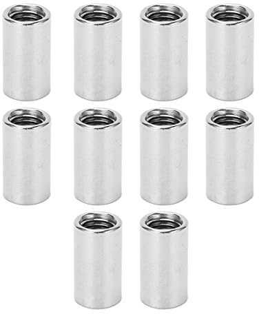 Tissting 10 Pcs Manicotti Filettati Rotondi M10 x 1,5 25 mm Lunghezza Kit Dado Connettore Filettatura Femmina in Acciaio Inossidabile, Dadi di Accoppiamento Tondi per Fissaggio