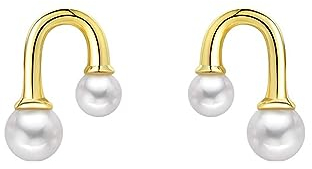 SLUYNZ Sterling Silber U Perlen Ohrstecker Ohrringe für Frauen Damen Niedliche Perlen Ohrstecker Ohrringe (B-Gold)