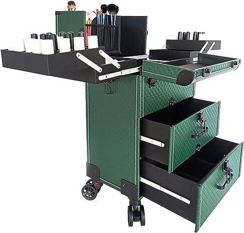 Make Up Koffer Professionell Schminkkoffer, Kosmetikkoffer Mit 4 Rollen, Trolley-Koffer, Kosmetikkoffer Alu Beauty Case, Professioneller Reise Make Up Tasche Artist Train Case Trolley, Schwarz (Color