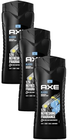 Axe 3-in-1 Duschgel & Shampoo Alaska XL für langanhaltende Frische Männer Duschgel dermatologisch getestet 400 ml (Packung mit 3)