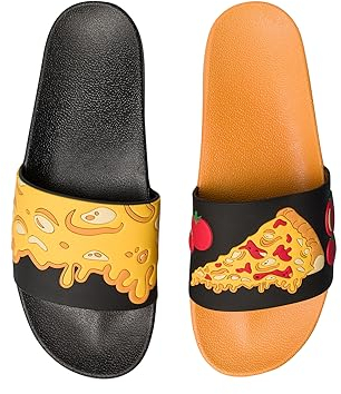 Dedoles Chanclas Unisex Hombre Mujer y Niños Sandalias diseños divertidos Libros Pizza Flores Fiesta Café Regalo, Color: Pizza de queso, 46 EU