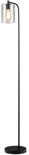 COSTWAY 168cm Stehlampe modern, Stehleuchte mit Fußschalter, E27-Glühlampensockel und Glaslampenschirm, Leselampe für Wohnzimmer, Arbeitszimmer, Schlafzimmer