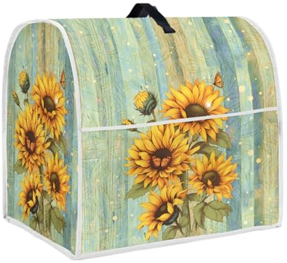 TOADDMOS Sunflower Green Wood Print Stand Mixer Cover Dust Cover Kitchen Aid Mixer Cover Compatible with 6-8 Quarts