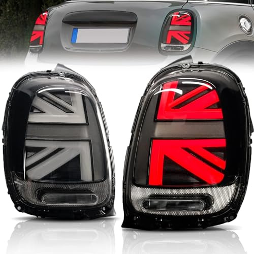 Archaic JCW Rückleuchten Für Mini Cooper One F55/F56/F57 2014-21 | Mini F56 Union Jack Rückleucht mit Animation DRL,Mit E-Prüfzeichen,Paar