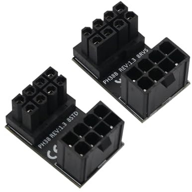 WLGQ Adaptador de corriente ATX de 8 pines estándar de tipo inverso GPU, ATX hembra a macho, adaptador en ángulo de 180 grados para tarjeta gráfica de escritorio