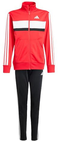 adidas Unisex - Bambini SEASONAL ESSENTIALS TIBERIO 3 STRIPES TRICOT TRACKSUIT, Pure Ruby/White, 9-10 Years