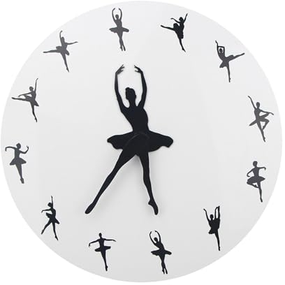 LOVIVER Ballerina-Wanduhr, dekorative Uhr, Balletttänzerin, 30 cm, geräuschlose Uhr, Wandornament für Esszimmer, Schlafzimmer, Wohnzimmer
