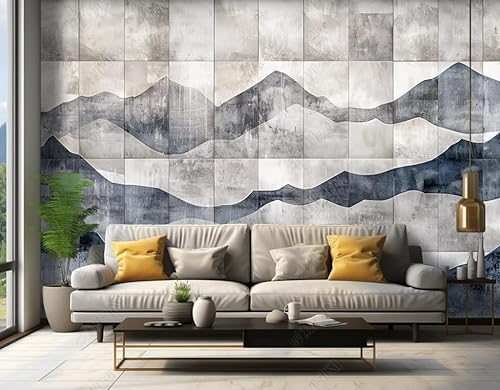 Fototapete 3d effekt tapete Tinte und grauer Berg Vlies Tapeten Wandtapete Wohnzimmer Schlafzimmer Wand Dekoration Moderne 200CM(B)*140CM(H)