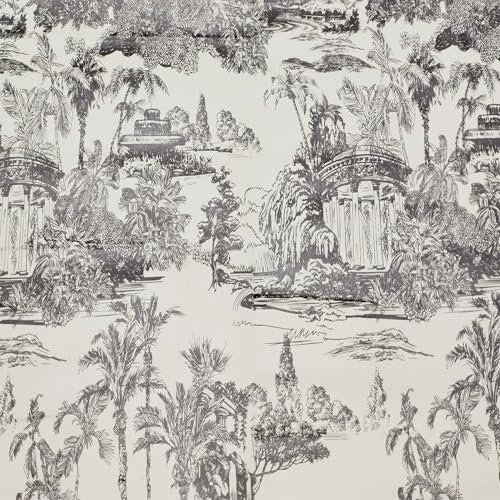 ICYEHAO Black and White Self Adhesive Wallpaper,44 x 1000cm Eden Tropical Palm Trees Castles Peel and Stick Wallpaper Self Adhesive Furniture Wrap for Living Room,Bathroom,Drawer,Cabinets