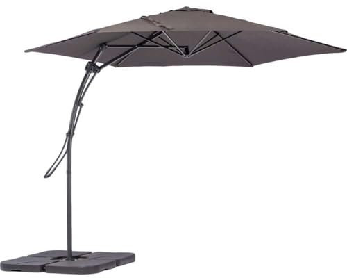BAKAJI Ombrellone da Giardino Decentrato 3 x 3 Mt Palo in Metallo Chiusura a Leva Base a Croce Sistema Air Vent Arredamento Esterno Gazebo Piscina Giardino Terrazzo Ambienti Esterni (Antracite)