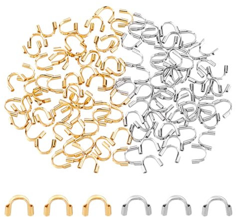 UNICRAFTALE 120 pièce 2 couleurs 304 protections en Forme de U Acier Inoxydable Protection de Câble Protection de Fil Boucle de Protection Trou de Gardien pour Colliers Bracelets Fabrication de Bijoux