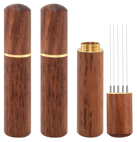 2 Pcs Espresso Distribution Tool 5 Needles with Natural Rosewood Wood Handle and Base Espresso Coffee Stirrer for Espresso Enthusiast Accessories Home Kitchen Cafe