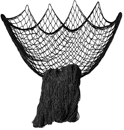 Namzi Fischernetz aus Baumwolle, dekorativ, 200 cm, Strand-Themen-Dekoration, Zuhause, Schlafzimmer, Party, Wanddekoration, Fischnetz, schwarz