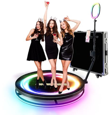 360 Photo Booth Machine - Slow Motion Video Booth Platform Automatic Spinner, Ring Light, 360 Photo Booth with Remote Control for 1-6 People to Stand, 360 Camera Booth for Events,115cm/45.2in