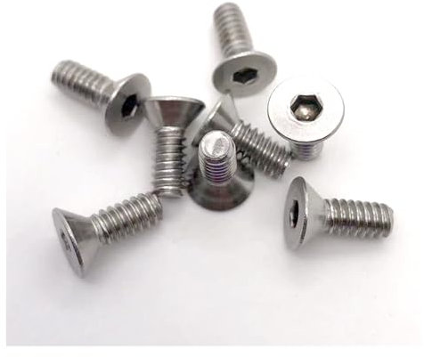 Muarted 10/50 pièces UNC 2#-56 4#-40 6#-32 8#-32 10#-24 10#-32 UNF Filetage 304 Acier Inoxydable Hexagonal Douille Plat Tête Fraisée Boulon Vis(3/8,50pcs UNC 8-32)