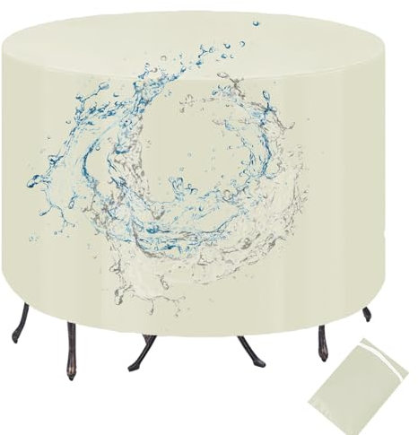 Housse pour Salon de Jardin Exterieur Imperméable,Tissu Oxford 420D,Housse de Protection Ronde pour Meubles de Jardin,Anti-UV,Bâche de Protection pour Table et Chaises, Housse pour Table de Jardin