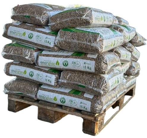 420 Kg Pellet de Madera (Pallet con 28 Sacos de 15kg) Certificado ENplus y Calidad A1. Ideal para chimeneas, Estufas o barbacoas. Diametro 6 mm. 100% Madera de Pino.