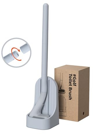 klobürste mit randreiniger klobürste Edelstahl Flexible Wc Bürste Set für Badezimmer Zubehör Langstielige Toilettenbürste klobürste wandmontage 360-Grad-Reinigung Halter Set (grau)