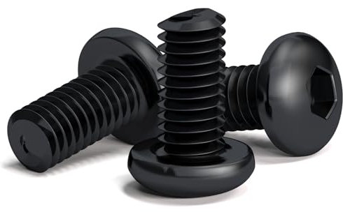 Lot de 200 vis noires M3 x 6 mm avec tête ronde hexagonale pour clé Allen en alliage d'acier classe 10.9. Longueur : 6 mm. Tête de bouton ISO 7380. Acier trempé au carbone haute dureté