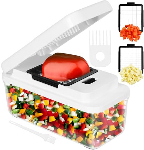 Coupe Legumes Multifonctions, Decoupe Legumes avec 2 Lames Interchangeables, Mandoline Professionnelle Cuisine, Coupe Oignon Manuel Rapidement et Uniformément