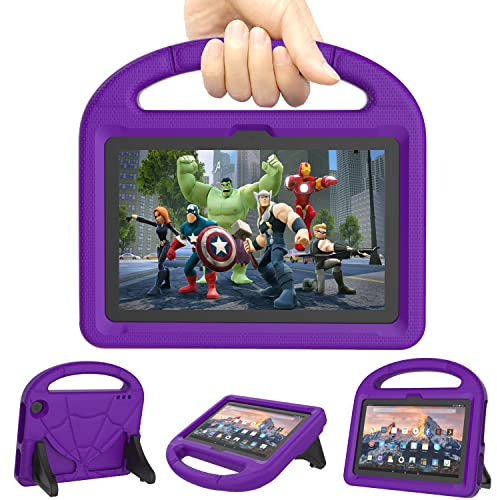 All-New 7 inch Tablet Case for Kids(2022 Release), Incompatible with TCL Tab, Lightweight Shock Proof Case with Stand Handle - Purple