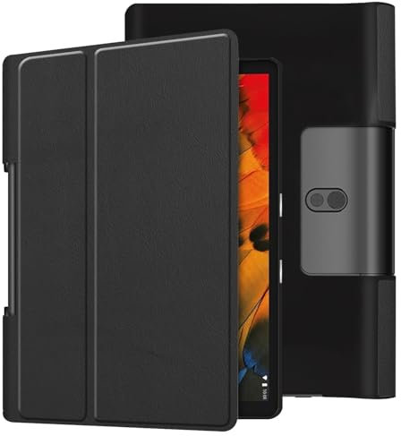 Kompatibel mit Lenovo Yoga Smart Tab 10.1 (YT-X705F) Hülle, Yoga Smart Tab 10.1 /yogatab5 /YT-X705 Tablet Trifold Stand Smart Case Slim Shockproof Stand Folio Protective Hard Shell Cover (Black)