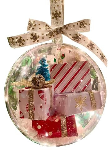 Ohulelks Weihnachtsschmuck-, Weihnachtsbaumschmuck, Durchsichtige, Ornament, Haus-Hängekugel, Geschenkbox, Einfache Installation