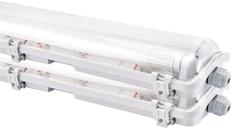 NCC-Licht 2x LED Feuchtraumleuchte Eco 60cm 18W Neutralweiß 4000K IP65 | Robuste Wannenleuchte mit zwei effizienten T8 Röhren, ideal für Werkstatt Keller und Garage