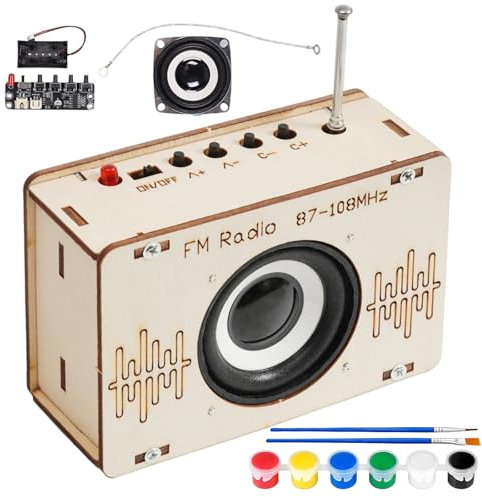 Kit Radio FM, Radio FM pour Enfants Expérience Scientifique, Bricolage Kit Radio en Bois à Monter Soi-même, DIY Radio Bois Peut être Peint, STEM Jouets pour étudiants éducation Salles de Classe