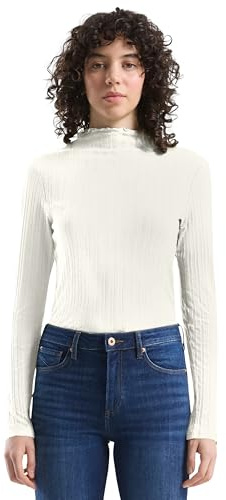 QS Damen Shirt mit Ajourmuster T-Shirt Langarm