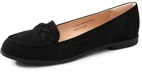 festooning Womens Loafers Shoes Flat Slip on Shoes Black Size 5 UK