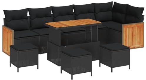 vidaXL Gartensofa-Set 10 STK. 9-Sitzanzahl Schwarz