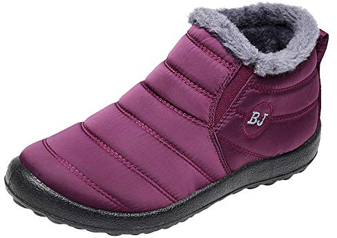 Scarpe invernali da donna, foderate, impermeabili, calde, invernali, antiscivolo, termiche, da lavoro, da trekking, Vino, 37 EU