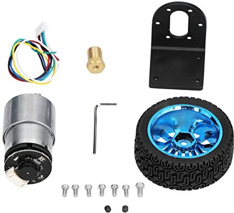 Encoder-Motor-Set, hochpräzise Welle, DC 12 V, Getriebemotoren mit Halterungsrad für Balance-Auto, DIY, Smart Car, Messing, Kupfer, magnetische Fliesen (178 U/min)