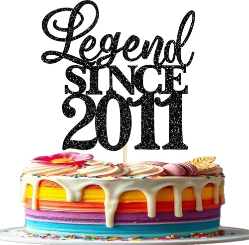 1 Stück Tortendeko 15 Geburtstag 15. Geburtstag Kuchen Deko Legend Since 2011 Cake Topper Tortendeko Alles Gute zum 15 für Junge Mädchen 15th Jahrestag Birthday Party Kuchen Dekorationen Schwarz