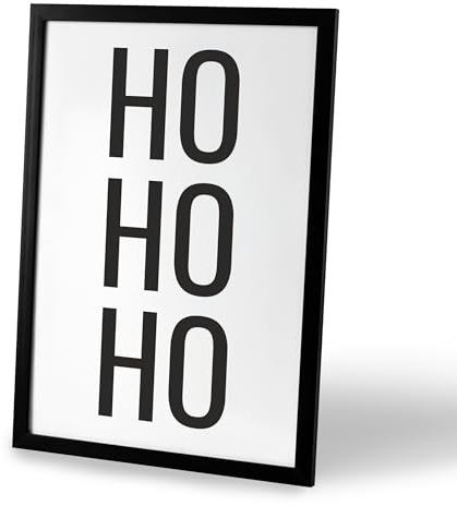 1peak Ho Ho Ho Weihnachtsbild inkl. Bilderrahmen, Weihnachtsposter in A4 | Winter Wanddekoration, weihnachtliches Wandbild für Wohnzimmer & Küche