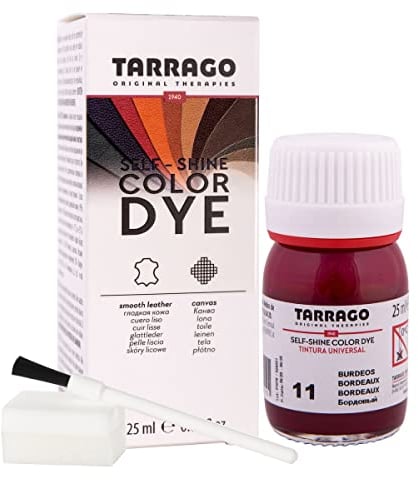 Colori e Tinture per Scarpe o Borse 25 ml | Pelle Naturale e Sintetica | Con Pennello e Spugna Applicatore ((11) Bordeaux)