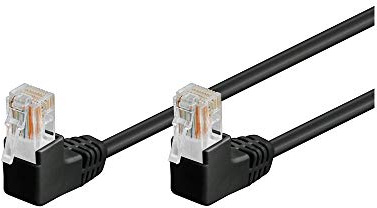 Goobay 96088 CAT 5e Patchkabel 2x 90° gewinkelt, U/UTP, Schwarz
