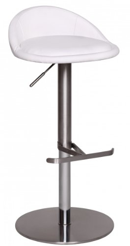 Wohnling Barhocker WL1.282 Weiß Edelstahl höhenverstellbare Sitzhöhe 54-79 cm, Design Barstuhl mit Rückenlehne, Bistrohocker Barsitz Gepolstert, Thekenhocker 360° Drehbar, Tresenstuhl Modern