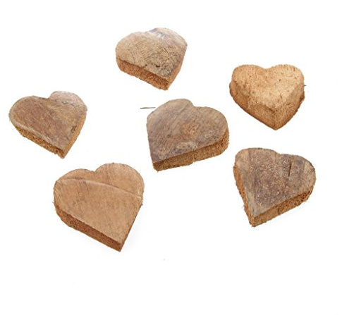 Deko und Band Cocos-Herzen - Natur - 100 Stück - ca. 6cm - 3619-50