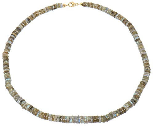 sogni d'oro Damen Edelstein Halskette aus echt Gold 375 mit Labradorit 45cm lang