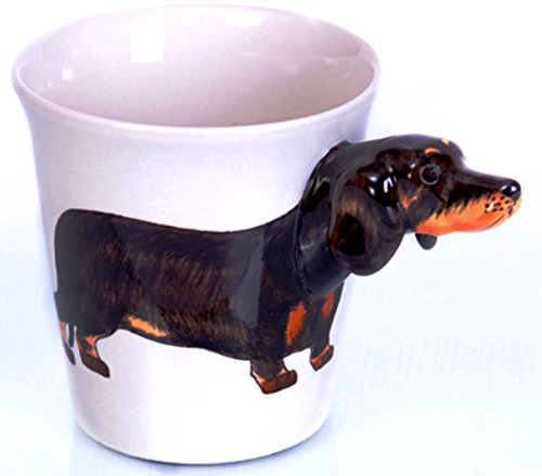B2SEE Mug-chien-teckel-noir-tasse-3d-ceramique-animaux-vaisselle-fait Main Enfant Femme Garcon Fille de LTD