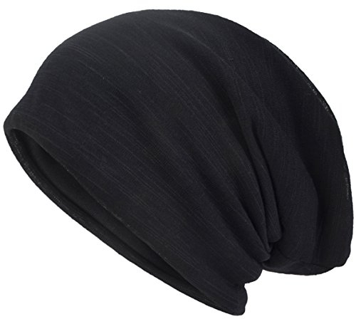 VECRY Herren Slouch Hollow Mütze Thin Sommer Cap Strickmützen Beanie Skullcap (Schwarz)